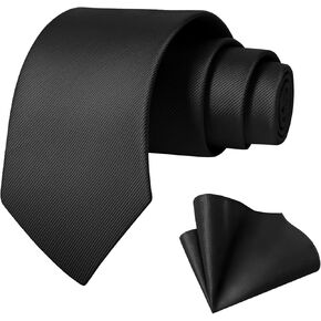 TASTION Men's Classic Soild Color 3.15"（8cm Necktie and Pocket Square Sets Wedding Business Tie & Gift Box