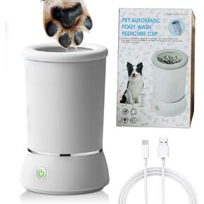 Winb Electric Dog Paw Cleaner and Massager, Portable USB Rechargeable Paw Washing Cup, Automatic Foot Cleaning Machine for Small to Medium Dogs (White)