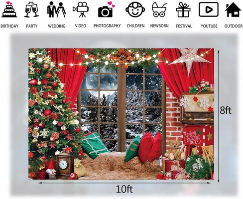 LTLYH 7x5ft Christmas Photography Backdrop Winter Christmas Window Fireplace Decoration Backdrop Christmas Party Banner Decorations Photo Backdrops Xmas Photo Booth Props Backdrop 235 in Saudi Arabia