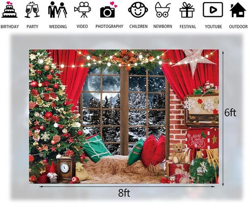 LTLYH 7x5ft Christmas Photography Backdrop Winter Christmas Window Fireplace Decoration Backdrop Christmas Party Banner Decorations Photo Backdrops Xmas Photo Booth Props Backdrop 235 in Saudi Arabia
