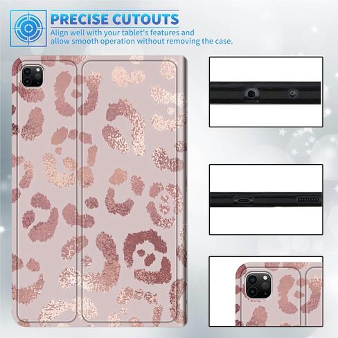 Case for iPad Pro 12.9 6th/5th/4th/3rd Generation 2022/2021/2020/2018, Lightweight TPU Shockproof with Auto Sleep/Wake Cover for 12.9 Inch iPad Pro, Pink Glitter Leopard in Kuwait