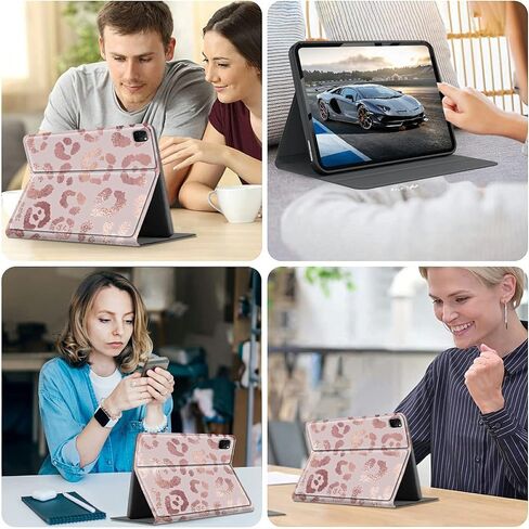 Case for iPad Pro 12.9 6th/5th/4th/3rd Generation 2022/2021/2020/2018, Lightweight TPU Shockproof with Auto Sleep/Wake Cover for 12.9 Inch iPad Pro, Pink Glitter Leopard in Kuwait