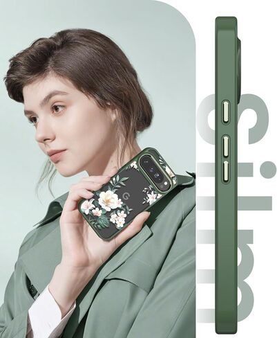 for Google 9 Pro XL Case+Tempered Glass Screen Protector, [Military Grade Protective] Slim Soft TPU & Hard PC,Girls Women Crystal Clear Flower Pattern Case Cover for Pixel 9 Pro XL-Magnolia in Saudi Arabia
