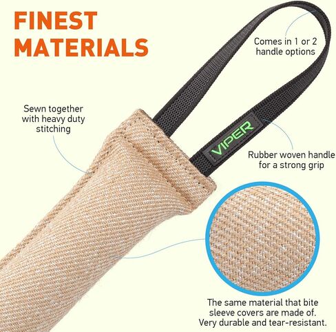 Viper Jute K9 Tug Toy Reward with One Or Two Handles for Adult Dogs and Puppies (2 Handles, 12" x 2in in Saudi Arabia