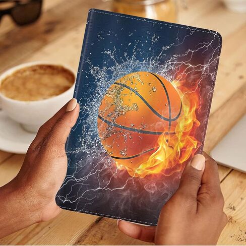 Case for Samsung Galaxy Tab A8 10.5 Inch 2022 Tablet (SM-X200/X205/X207), Slim Lightweight PU Leather Stand Cover with Auto Wake/Sleep, Burning Basketball Fire and Water in Kuwait