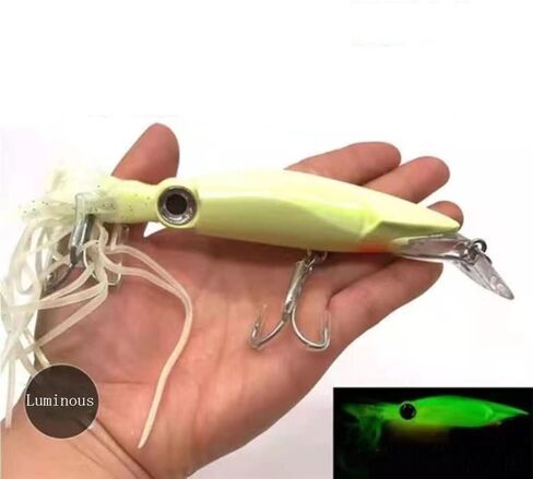 Squid Swimbait Hard Lures Lingcod Rockfish Saltwater Fishing Octopus Jig Head(5.51in/14cm,1.41oz./40g,6 Colors Option) in Saudi Arabia