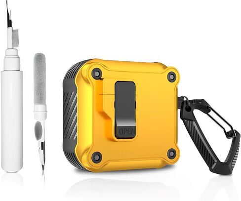 [3 in 1] Caselite Lock Case Compatible with AirPods 4 with Active Noise Cancellation with Keychain, Military Armor Shockproof Wireless Charging Case with Cleaning Kit in Saudi Arabia