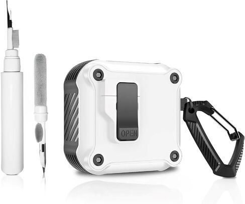 [3 in 1] Caselite Lock Case Compatible with AirPods 4 with Active Noise Cancellation with Keychain, Military Armor Shockproof Wireless Charging Case with Cleaning Kit in Saudi Arabia