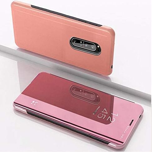 Case For Samsung Galaxy Note 10 Plus Cool Style Clear Electroplate Plating Stand Scratchproof Full Body Protective Flip Ultra Slim Cover for Samsung Galaxy Note 10 Plus PU Mirror:Rose Gold QH in Saudi Arabia