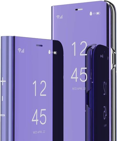 Case For Samsung Galaxy Note 10 Plus Cool Style Clear Electroplate Plating Stand Scratchproof Full Body Protective Flip Ultra Slim Cover for Samsung Galaxy Note 10 Plus PU Mirror:Rose Gold QH in Saudi Arabia