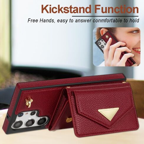 Crossbody Wallet Case for Samsung Galaxy S24 Ultra, Leather Flip Phone Cover for Samsung S24 Ultra with Card Holder, Shockproof Purse Case with Detachable Long Strap for Women Girl(Orange) in Kuwait
