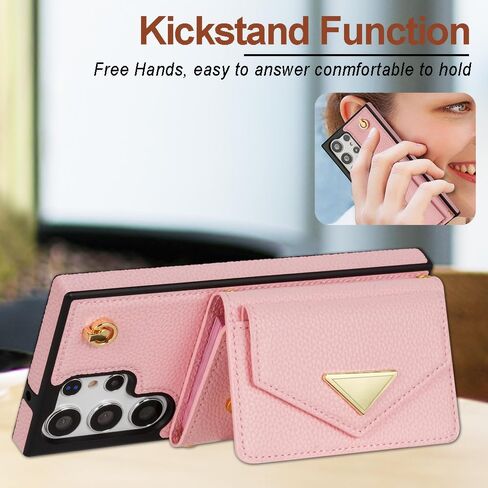 Crossbody Wallet Case for Samsung Galaxy S24 Ultra, Leather Flip Phone Cover for Samsung S24 Ultra with Card Holder, Shockproof Purse Case with Detachable Long Strap for Women Girl(Orange) in Kuwait