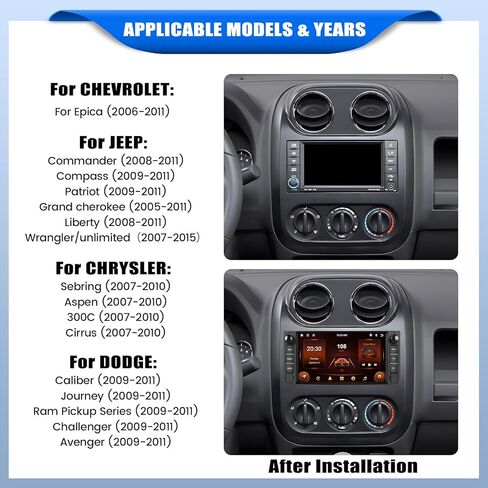 [2+64G] ستيريو سيارة Android 13 لسيارة Jeep Wrangler JK/Dodge RAM/Chrysler 300C/Chevrolet مع Carplay اللاسلكي وAndroid Auto، راديو سيارة بشاشة تعمل باللمس 7 بوصة مع وصلة مرآة BT FM/RDS WiFi GPS Dual USB in Kuwait