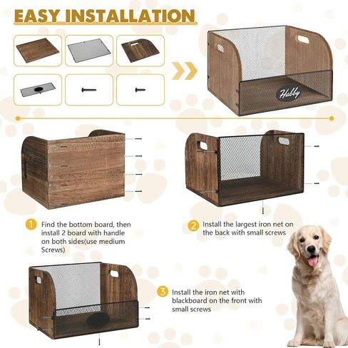 Large Dog Toy Bin with Handles, Wood Dog Toy Basket for Toy Chest, Dog Toy Box for dog toy Organization and Storage, Dog Toy Storage Bin with Metal Basket, Dog Toy Bin with Chalkboard and Marker in Saudi Arabia