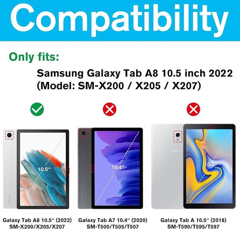 ProCase Case for Galaxy Tab A8 10.5 2022 Release SM-X200 X205 X207, Slim Stand Protective Case Smart Folio Cover for Galaxy Tab A8 10.5 Inch 2022 Model -Black in Saudi Arabia