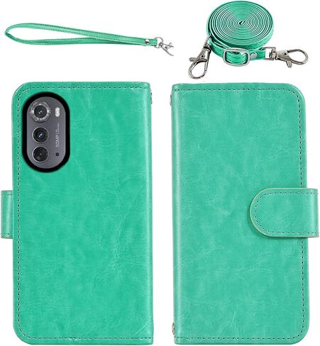 Asuwish Phone Case for Motorola Moto Edge 2022/MotoEdge 5G UW 2022 Wallet Cell Cover with Screen Protector Crossbody Strap Zipper Card Holder Slot Stand Gen 3 XT2205-1 XT2205-2 6.6 Women Girls Brown in Saudi Arabia