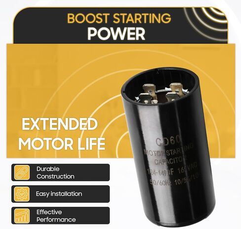 Seentech 189-227 uf/MFD 220-250 VAC ±20% CD60 Round Motor Start Capacitor 50/60 Hz AC Electric Motor Universal Fit for AC Motor Run or Fan Start and Cool or Heat Pump Air Conditioner in Kuwait