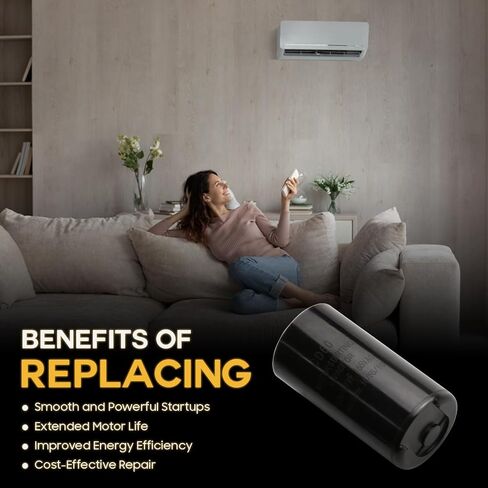 Seentech 189-227 uf/MFD 220-250 VAC ±20% CD60 Round Motor Start Capacitor 50/60 Hz AC Electric Motor Universal Fit for AC Motor Run or Fan Start and Cool or Heat Pump Air Conditioner in Kuwait