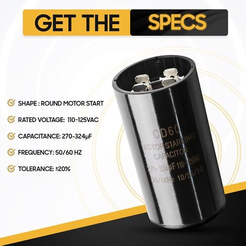 Seentech 189-227 uf/MFD 220-250 VAC ±20% CD60 Round Motor Start Capacitor 50/60 Hz AC Electric Motor Universal Fit for AC Motor Run or Fan Start and Cool or Heat Pump Air Conditioner in Kuwait