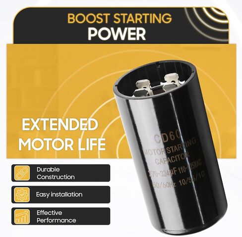 Seentech 189-227 uf/MFD 220-250 VAC ±20% CD60 Round Motor Start Capacitor 50/60 Hz AC Electric Motor Universal Fit for AC Motor Run or Fan Start and Cool or Heat Pump Air Conditioner in Kuwait