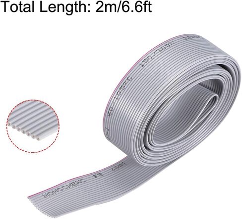 uxcell IDC Wire Flat Ribbon Cable 2m/6.6ft Length 1.27mm Pitch 10 Pins Gray for JTAG/ISP Connecting in Saudi Arabia