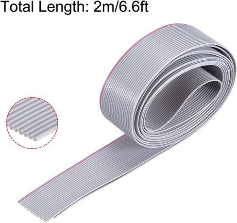 uxcell IDC Wire Flat Ribbon Cable 2m/6.6ft Length 1.27mm Pitch 10 Pins Gray for JTAG/ISP Connecting in Saudi Arabia
