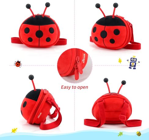 محفظة سوبر كيوت ثلاثية الأبعاد للأطفال البنات على شكل خنفساء للأطفال الصغار، باللون الأحمر، 6.35.53.9 بوصة in Kuwait