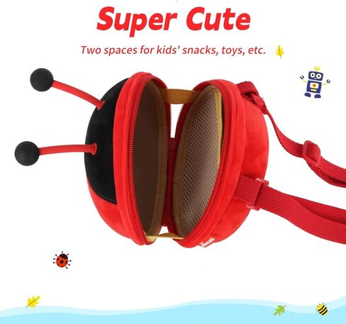 محفظة سوبر كيوت ثلاثية الأبعاد للأطفال البنات على شكل خنفساء للأطفال الصغار، باللون الأحمر، 6.35.53.9 بوصة in Kuwait