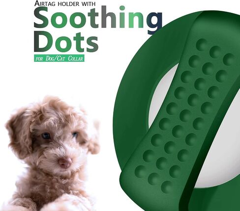 Airtag Dog Collar Holder with Soothing Dots (4 Pack), Silicone Shockproof Pet Collar Case for Apple AirTag, Durable Air Tag Case Holder Compatible with Cat Dog Collars 0.6-1.2 inch Width in Saudi Arabia