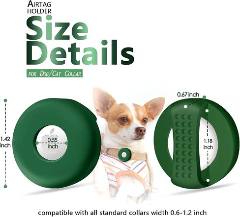 Airtag Dog Collar Holder with Soothing Dots (4 Pack), Silicone Shockproof Pet Collar Case for Apple AirTag, Durable Air Tag Case Holder Compatible with Cat Dog Collars 0.6-1.2 inch Width in Saudi Arabia