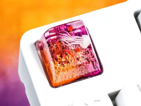 DATKEY Jellyfish Red & Purple Background Artisan Keycap Ocean Keycaps Keyboard Keycaps Cute Keycaps Artisan Keycap Aesthetic Keycaps Custom Keycaps Ocean Gifts for Gaming Love Gamer Man in Saudi Arabia
