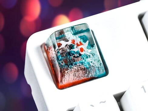 DATKEY Red Koi & Blue Ocean Artisan Keycap Koi الراتنج لوحة المفاتيح أغطية المفاتيح لطيف أغطية المفاتيح الحرفيين أغطية المفاتيح الجمالية أغطية المفاتيح المخصصة هدايا كوي للألعاب الحب رجل اللاعب في عيد ميلاد الذكرى in Saudi Arabia