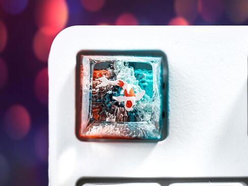 DATKEY Red Koi & Blue Ocean Artisan Keycap Koi الراتنج لوحة المفاتيح أغطية المفاتيح لطيف أغطية المفاتيح الحرفيين أغطية المفاتيح الجمالية أغطية المفاتيح المخصصة هدايا كوي للألعاب الحب رجل اللاعب في عيد ميلاد الذكرى in Saudi Arabia