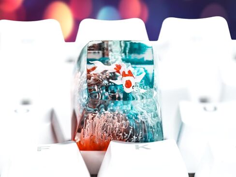DATKEY Red Koi & Blue Ocean Artisan Keycap Koi الراتنج لوحة المفاتيح أغطية المفاتيح لطيف أغطية المفاتيح الحرفيين أغطية المفاتيح الجمالية أغطية المفاتيح المخصصة هدايا كوي للألعاب الحب رجل اللاعب في عيد ميلاد الذكرى in Saudi Arabia