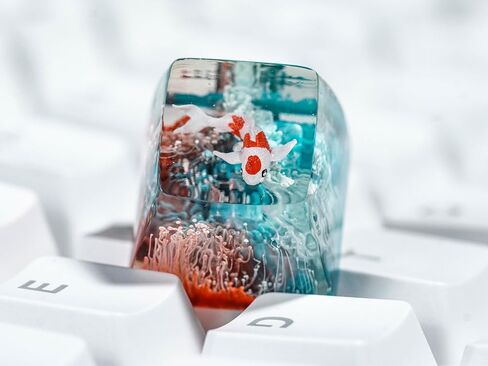 DATKEY Red Koi & Blue Ocean Artisan Keycap Koi الراتنج لوحة المفاتيح أغطية المفاتيح لطيف أغطية المفاتيح الحرفيين أغطية المفاتيح الجمالية أغطية المفاتيح المخصصة هدايا كوي للألعاب الحب رجل اللاعب في عيد ميلاد الذكرى in Saudi Arabia