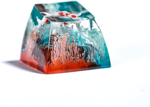 DATKEY Red Koi & Blue Ocean Artisan Keycap Koi الراتنج لوحة المفاتيح أغطية المفاتيح لطيف أغطية المفاتيح الحرفيين أغطية المفاتيح الجمالية أغطية المفاتيح المخصصة هدايا كوي للألعاب الحب رجل اللاعب في عيد ميلاد الذكرى in Saudi Arabia