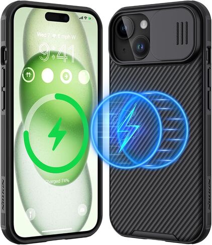 Nillkin Magnetic for iPhone 16 Pro Max Case, Upgraded Slide Camera Cover, Compatible with Magsafe, Slim Shockproof Protective Phone Case for 16 Pro Max 6.9 inch, Black in Saudi Arabia