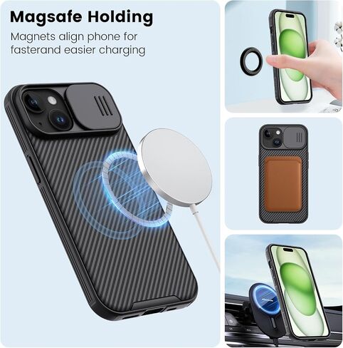 Nillkin Magnetic for iPhone 16 Pro Max Case, Upgraded Slide Camera Cover, Compatible with Magsafe, Slim Shockproof Protective Phone Case for 16 Pro Max 6.9 inch, Black in Saudi Arabia