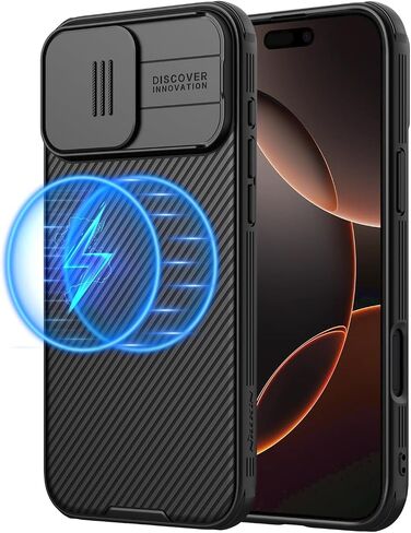 Nillkin Magnetic for iPhone 16 Pro Max Case, Upgraded Slide Camera Cover, Compatible with Magsafe, Slim Shockproof Protective Phone Case for 16 Pro Max 6.9 inch, Black in Saudi Arabia
