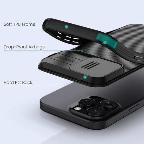 Nillkin Magnetic for iPhone 16 Pro Max Case, Upgraded Slide Camera Cover, Compatible with Magsafe, Slim Shockproof Protective Phone Case for 16 Pro Max 6.9 inch, Black in Saudi Arabia