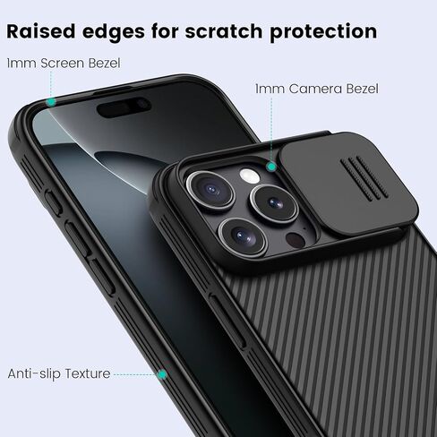 Nillkin Magnetic for iPhone 16 Pro Max Case, Upgraded Slide Camera Cover, Compatible with Magsafe, Slim Shockproof Protective Phone Case for 16 Pro Max 6.9 inch, Black in Saudi Arabia