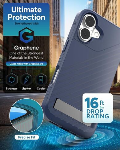 ZAGG Denali Snap with Kickstand for iPhone 16 Pro Max - 16ft Drop Protection, MagSafe Compatible, Graphene Reinforced, Dual Layer Protection, Recycled Materials, Black in Saudi Arabia