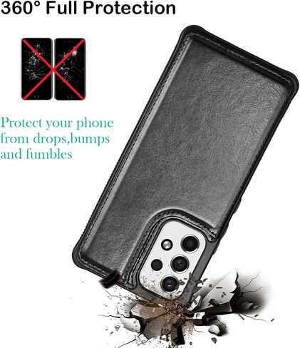 Case for Samsung Galaxy A53 5G, for Galaxy A53 5G Wallet Case with Card Holder, PU Leather ID Credit Card Slots Snap Buttons Clousure TPU Frame Bumper Back Flip Phone Cover [Black] in Saudi Arabia