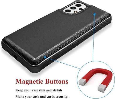 Case for Samsung Galaxy A53 5G, for Galaxy A53 5G Wallet Case with Card Holder, PU Leather ID Credit Card Slots Snap Buttons Clousure TPU Frame Bumper Back Flip Phone Cover [Black] in Saudi Arabia