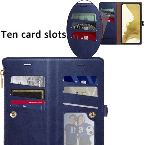 جراب محفظة SUANPOT لهاتف iPhone 14 Plus مقاس 6.7 بوصة 【حجب RFID】【فتحة للبطاقات 9 جيوب】، حامل بطاقة الائتمان قابل للطي وسحاب من جلد البولي يوريثان غطاء واقٍ للنساء والرجال لهاتف Apple 14 Plus باللون الأرجواني in Kuwait