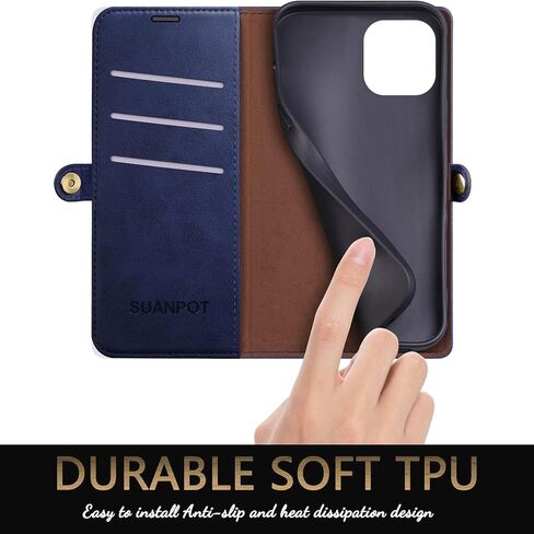 جراب محفظة SUANPOT لهاتف iPhone 14 Plus مقاس 6.7 بوصة 【حجب RFID】【فتحة للبطاقات 9 جيوب】، حامل بطاقة الائتمان قابل للطي وسحاب من جلد البولي يوريثان غطاء واقٍ للنساء والرجال لهاتف Apple 14 Plus باللون الأرجواني in Kuwait
