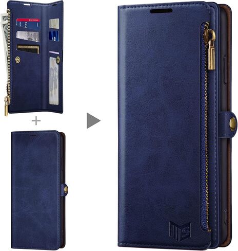 جراب محفظة SUANPOT لهاتف iPhone 14 Plus مقاس 6.7 بوصة 【حجب RFID】【فتحة للبطاقات 9 جيوب】، حامل بطاقة الائتمان قابل للطي وسحاب من جلد البولي يوريثان غطاء واقٍ للنساء والرجال لهاتف Apple 14 Plus باللون الأرجواني in Kuwait
