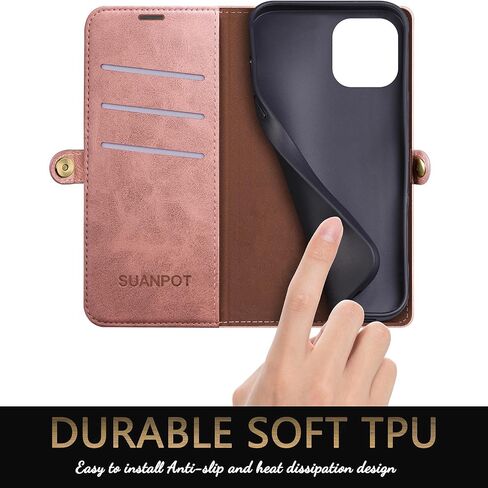 SUANPOT for iPhone 14 Plus 6.7 inch Wallet case 【RFID Blocking】【9 Card Slot】【Pocket】,Credit Card Holder Flip Folio Book Zipper PU Leather Protective Cover Women Men for Apple 14 Plus Phone case Purple in Kuwait