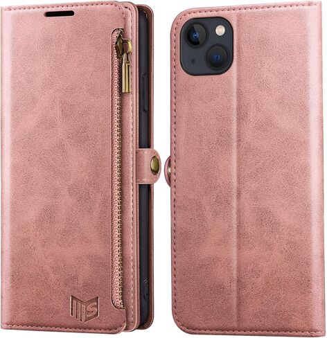 SUANPOT for iPhone 14 Plus 6.7 inch Wallet case 【RFID Blocking】【9 Card Slot】【Pocket】,Credit Card Holder Flip Folio Book Zipper PU Leather Protective Cover Women Men for Apple 14 Plus Phone case Purple in Kuwait