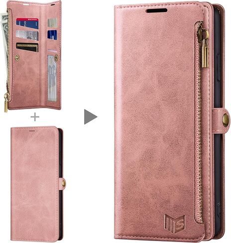 SUANPOT for iPhone 14 Plus 6.7 inch Wallet case 【RFID Blocking】【9 Card Slot】【Pocket】,Credit Card Holder Flip Folio Book Zipper PU Leather Protective Cover Women Men for Apple 14 Plus Phone case Purple in Kuwait